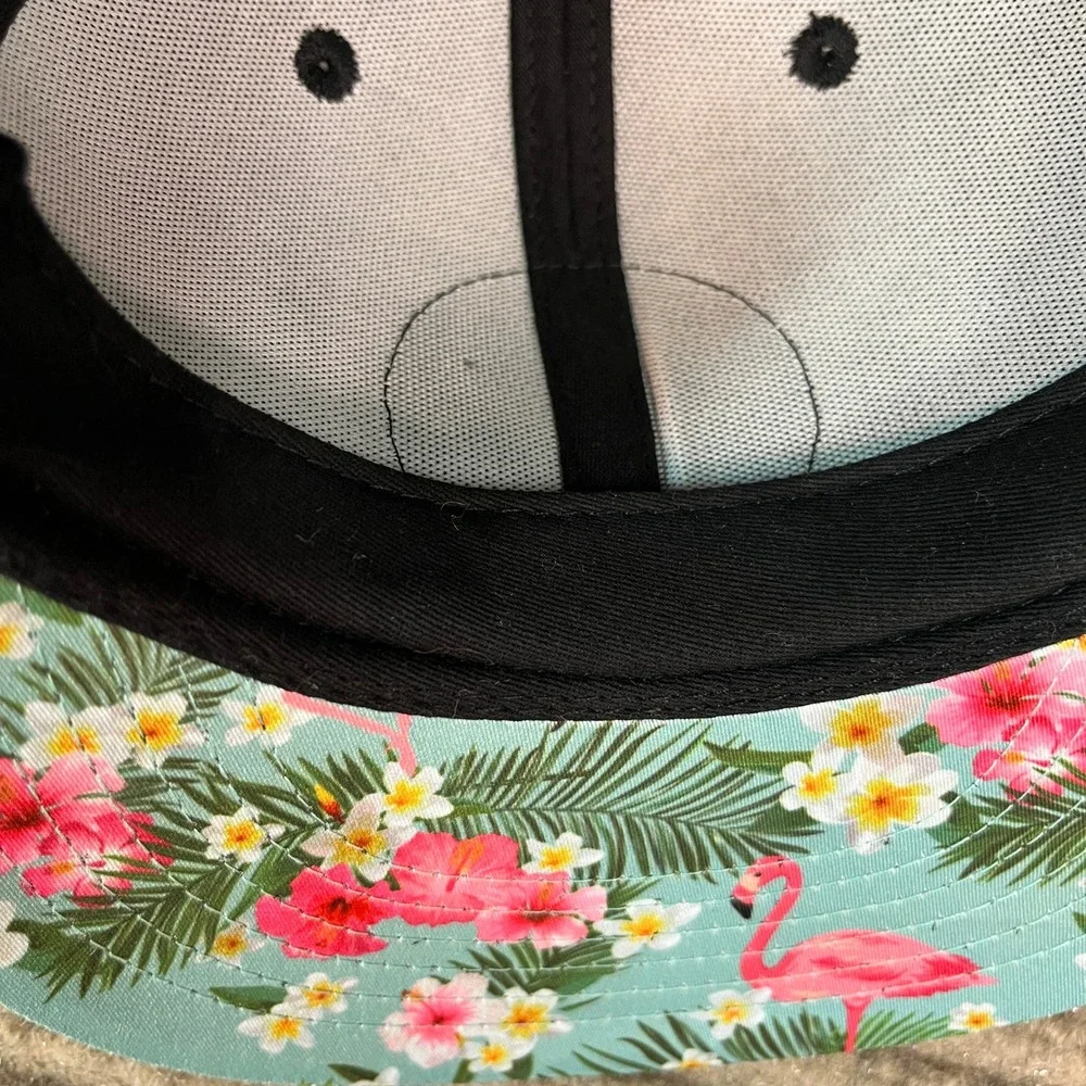 Wampum Snapback Hat Black Tropical Flamingo Floral Anchor Patch Cap